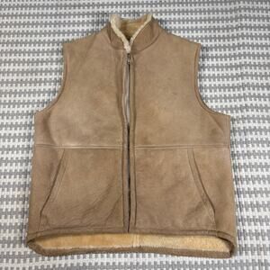 Vintage Sawyer of Napa Men's Genuine Shearling Fleece Lined Leather Vest Size L
